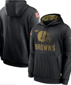 Men's Cleveland Browns Nike Black 2020 Salute To Service Sideline Performance Pullover Hoodie