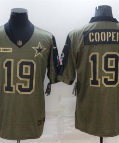 Men's Dallas Cowboys #19 Amari Cooper 2021 Olive Salute To Service Limited Stitched Jersey