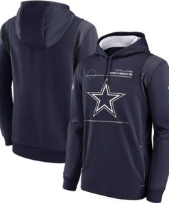 Men's Dallas Cowboys 2021 Navy Sideline Logo Performance Pullover Hoodie