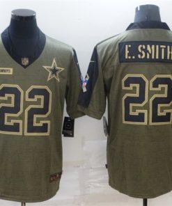 Men's Dallas Cowboys #22 Emmitt Smith 2021 Olive Salute To Service Limited Stitched Jersey