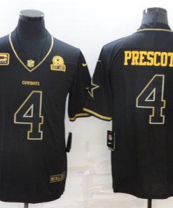 Men's Dallas Cowboys #4 Dak Prescott 2020 Black Gold Salute To Service Limited Stitched NFL Jersey