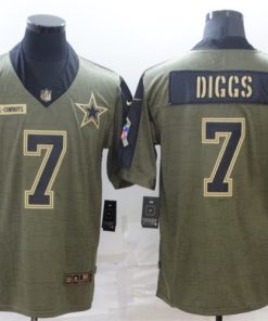 Men's Dallas Cowboys #7 Trevon Diggs 2021 Olive Salute To Service Limited Stitched Jersey