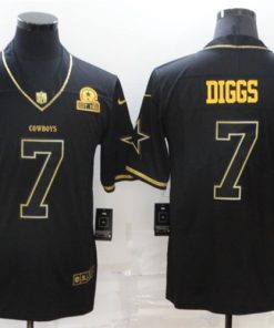 Men's Dallas Cowboys #7 Trevon Diggs Dak Prescott 2020 Black Gold Salute To Service Limited Stitched NFL Jersey