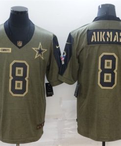 Men's Dallas Cowboys #8 Troy Aikman 2021 Olive Salute To Service Limited Stitched Jersey