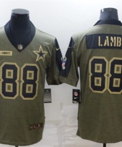 Men's Dallas Cowboys #88 CeeDee Lamb 2021 Olive Salute To Service Limited Stitched Jersey