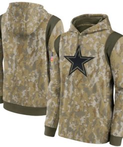 Men's Dallas Cowboys Camo 2021 Salute To Service Therma Performance Pullover Hoodie
