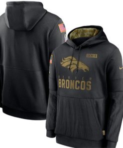Men's Denver Broncos 2020 Black Salute To Service Sideline Performance Pullover NFL Hoodie