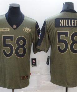 Men's Denver Broncos #58 Von Miller 2021 Olive Salute To Service Limited Stitched Jersey