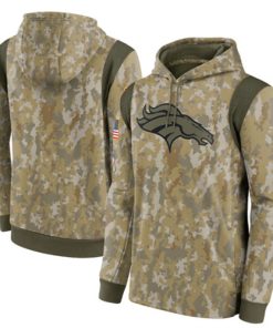 Men's Denver Broncos Camo 2021 Salute To Service Therma Performance Pullover Hoodie