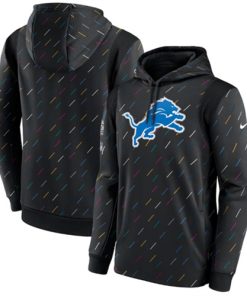 Men's Detroit Lions 2021 Charcoal Crucial Catch Therma Pullover Hoodie