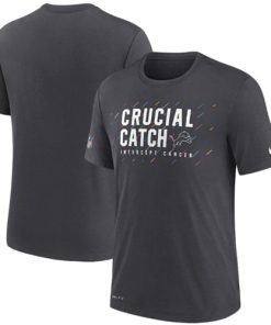 Men's Detroit Lions Charcoal 2021 Crucial Catch Performance T-Shirt