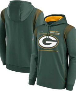 Men's Green Bay Packers 2021 Green Sideline Logo Performance Pullover Hoodie