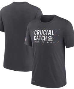 Men's Green Bay Packers Charcoal 2021 Crucial Catch Performance T-Shirt