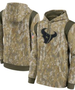 Men's Houston Texans Camo 2021 Salute To Service Therma Performance Pullover Hoodie
