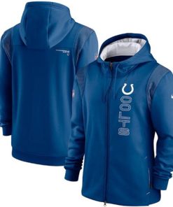 Men's Indianapolis Colts 2021 Royal Sideline Team Performance Full-Zip Hoodie
