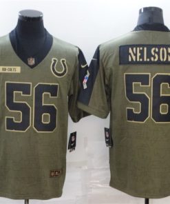 Men's Indianapolis Colts #56 Quenton Nelson 2021 Olive Salute To Service Limited Stitched Jersey