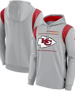 Men's Kansas City Chiefs 2021 Gray Sideline Logo Performance Pullover Hoodie
