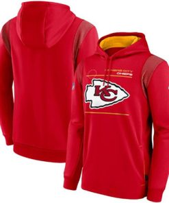 Men's Kansas City Chiefs 2021 Red Sideline Logo Performance Pullover Hoodie