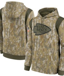 Men's Kansas City Chiefs Camo 2021 Salute To Service Therma Performance Pullover Hoodie