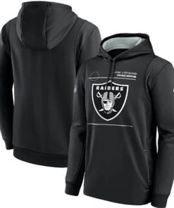 Men's Las Vegas Raiders 2021 Black Sideline Logo Performance Pullover Hoodie