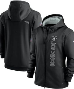 Men's Las Vegas Raiders 2021 Black Sideline Team Performance Full-Zip Hoodie