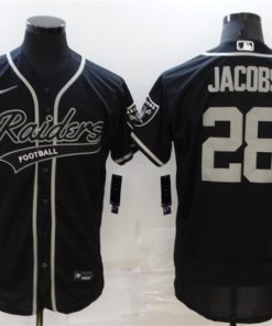 Men's Las Vegas Raiders #28 Josh Jacobs Black Old School Starter Baseball Jersey