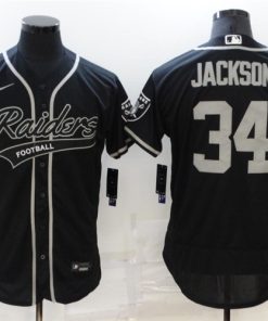 Men's Las Vegas Raiders #34 Bo Jackson Black Old School Starter Baseball Jersey