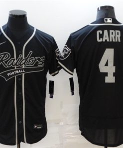Men's Las Vegas Raiders #4 Derek Carr Black Old School Starter Baseball Jersey