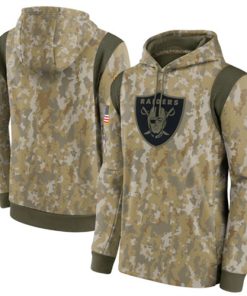 Men's Las Vegas Raiders Camo 2021 Salute To Service Therma Performance Pullover Hoodie