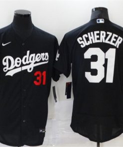 Men's Los Angeles Dodgers #31 Max Scherzer Black Flex Base Stitched Baseball Jersey