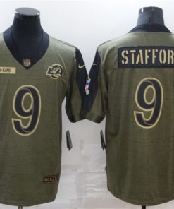 Men's Los Angeles Rams #9 Matthew Stafford 2021 Olive Salute To Service Limited Stitched Jersey