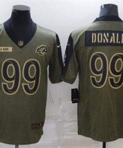 Men's Los Angeles Rams #99 Aaron Donald 2021 Olive Salute To Service Limited Stitched Jersey