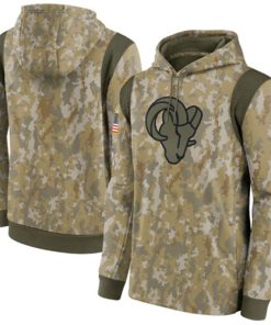 Men's Los Angeles Rams Camo 2021 Salute To Service Therma Performance Pullover Hoodie