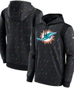 Men's Miami Dolphins 2021 Charcoal Crucial Catch Therma Pullover Hoodie