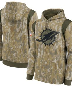 Men's Miami Dolphins Camo 2021 Salute To Service Therma Performance Pullover Hoodie
