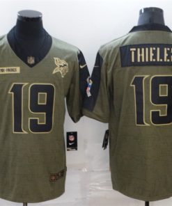 Men's Minnesota Vikings #19 Adam Thielen 2021 Olive Salute To Service Limited Stitched Jersey