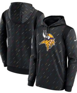 Men's Minnesota Vikings 2021 Charcoal Crucial Catch Therma Pullover Hoodie