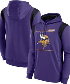 Men's Minnesota Vikings 2021 Purple Sideline Logo Performance Pullover Hoodie
