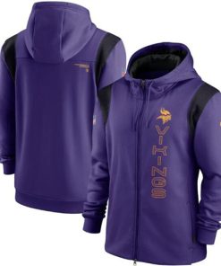 Men's Minnesota Vikings 2021 Purple Sideline Team Performance Full-Zip Hoodie