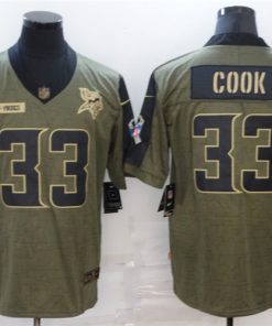 Men's Minnesota Vikings #33 Dalvin Cook 2021 Olive Salute To Service Limited Stitched Jersey