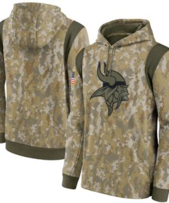 Men's Minnesota Vikings Camo 2021 Salute To Service Therma Performance Pullover Hoodie