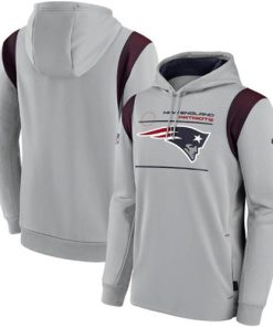 Men's New England Patriots 2021 Gray Sideline Logo Performance Pullover Hoodie
