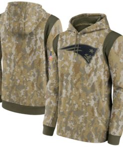 Men's New England Patriots Camo 2021 Salute To Service Therma Performance Pullover Hoodie