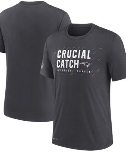 Men's New England Patriots Charcoal 2021 Crucial Catch Performance T-Shirt