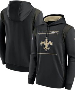 Men's New Orleans Saints 2021 Black Sideline Logo Performance Pullover Hoodie