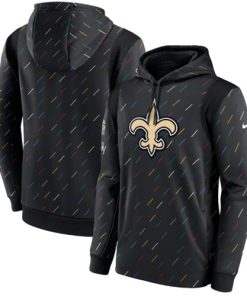 Men's New Orleans Saints 2021 Charcoal Crucial Catch Therma Pullover Hoodie