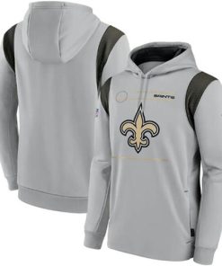 Men's New Orleans Saints 2021 Gray Sideline Logo Performance Pullover Hoodie