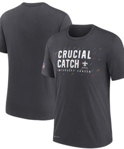 Men's New Orleans Saints Charcoal 2021 Crucial Catch Performance T-Shirt