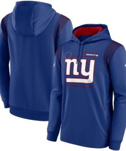 Men's New York Giants 2021 Royal Sideline Logo Performance Pullover Hoodie