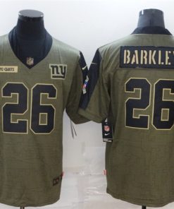 Men's New York Giants #26 Saquon Barkley 2021 Olive Salute To Service Limited Stitched Jersey